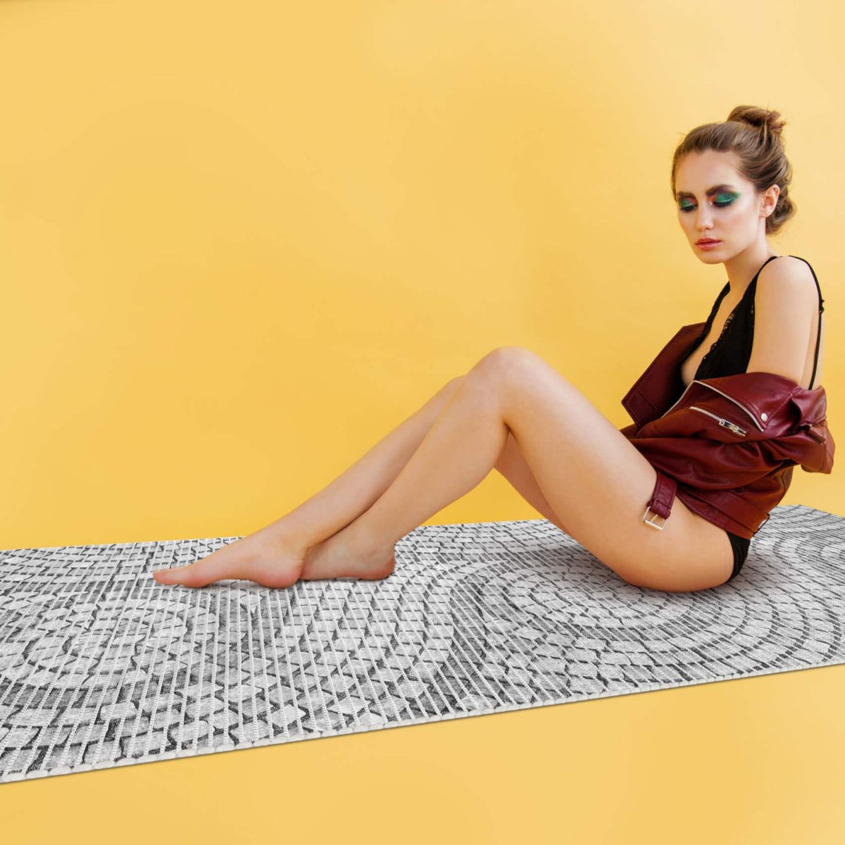 Badematte Weichschaummatte Bad Mosaiksteine Steine in Grau Breite 65cm Meterware – Bild 5