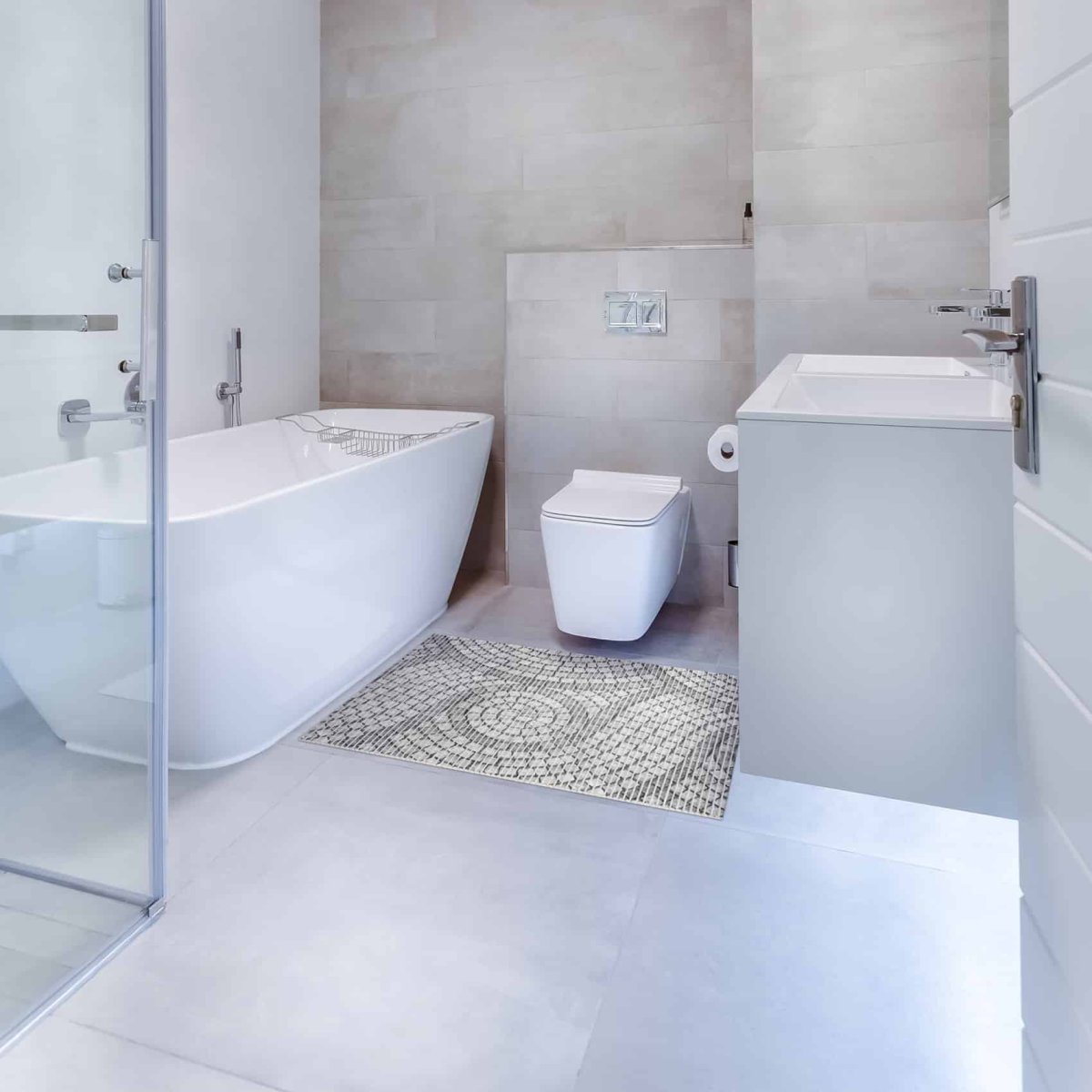 Badematte Weichschaummatte Bad Mosaiksteine Steine in Grau Breite 65cm Meterware – Bild 9
