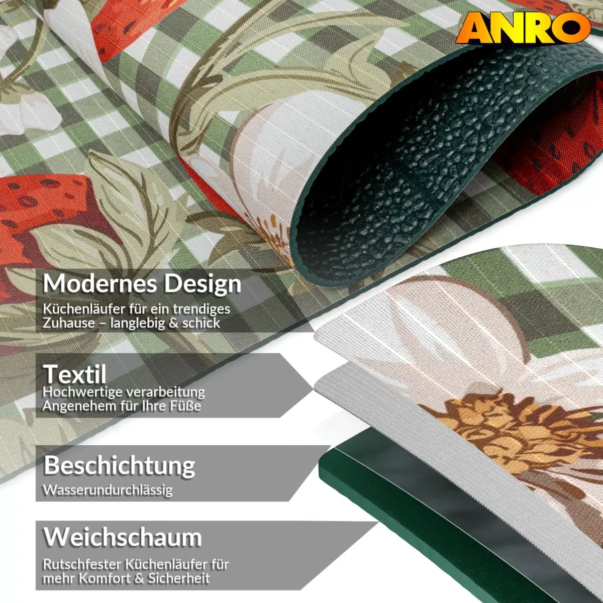 Küchenläufer waschbar Küchenteppich rutschfest Sprinty Cortina 52cm Breite – Bild 6
