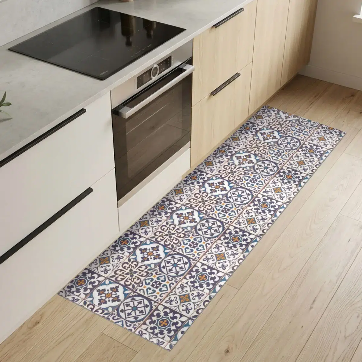 Küchenläufer Küchenteppich abwaschbar Teppichläufer Küche Läufer Flur Küchenvorleger rutschfest Blaue Fliesen Breite 67cm – Bild 9