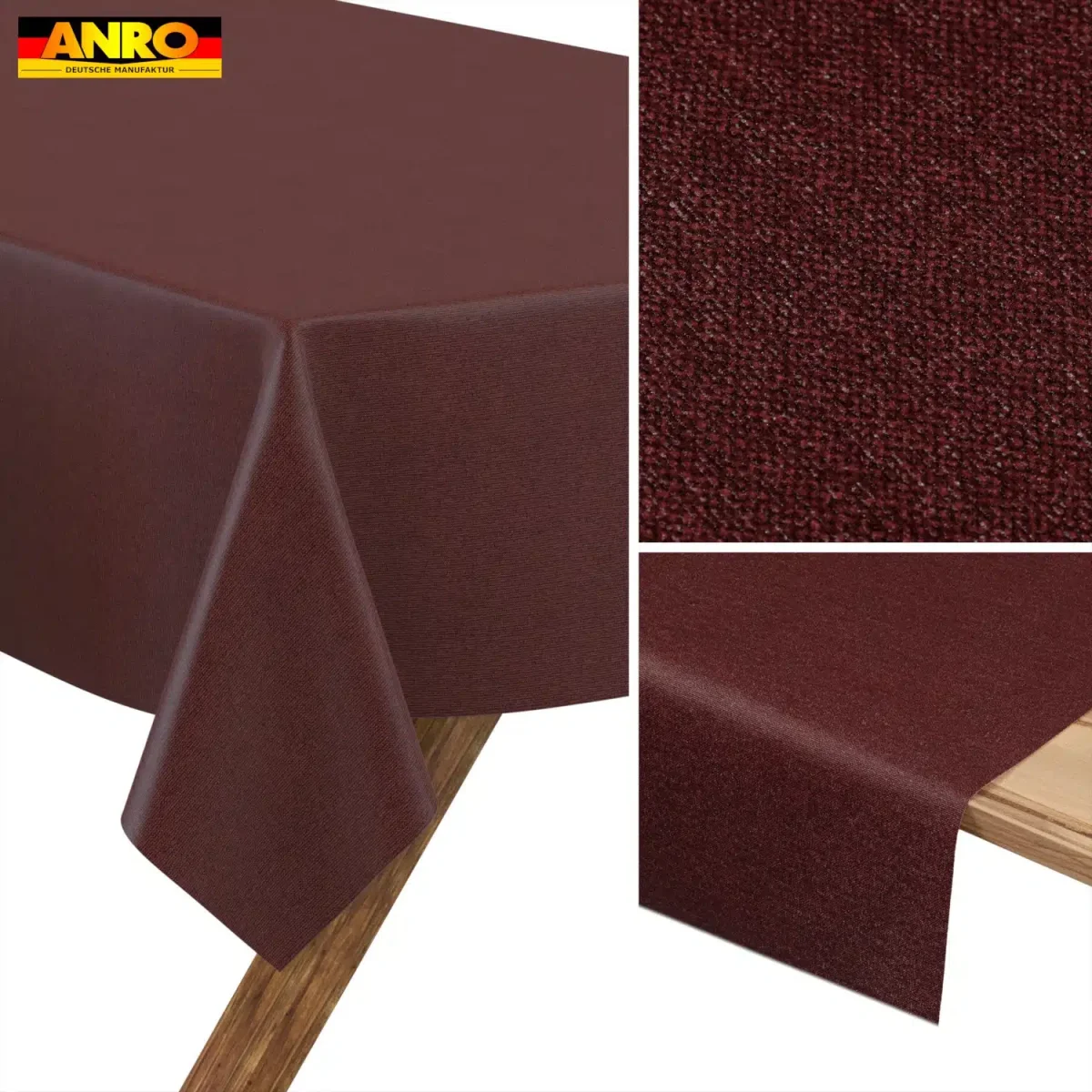 Tischdecke abwaschbar Tischwäsche Tischtuch Lotuseffekt Outdoor Gartentischdecke Leinenoptik Bordeaux – Bild 7