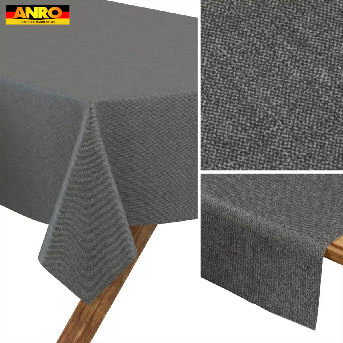 Tischdecke abwaschbar Tischwäsche Lotuseffekt Outdoor Gartentischdecke Leinenoptik Dunkelgrau – Bild 7