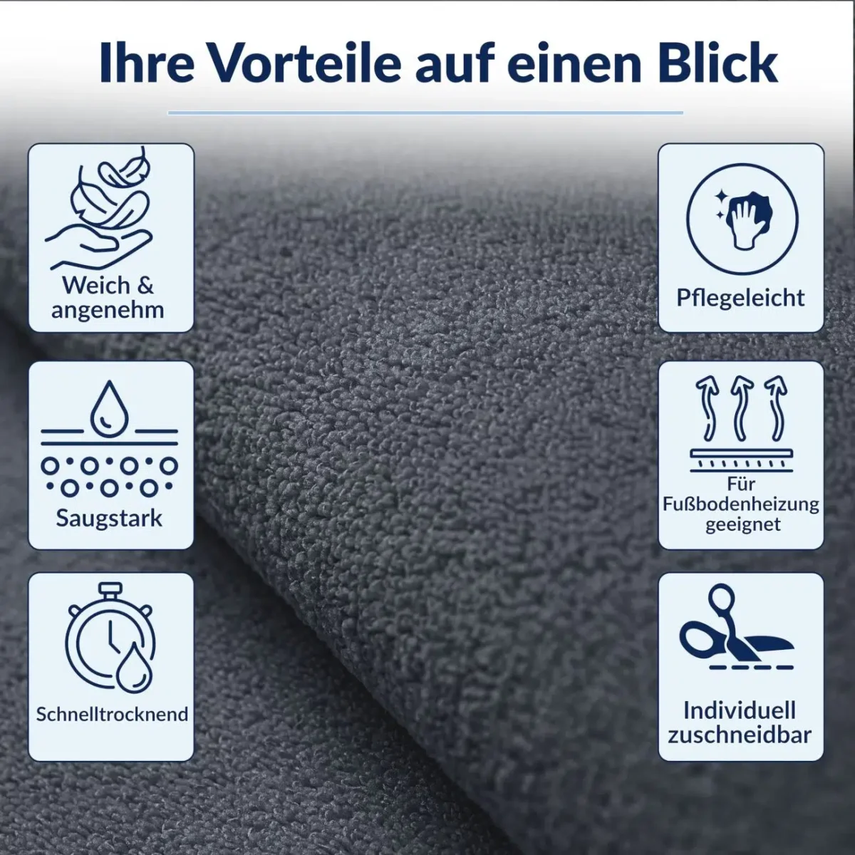 Badteppich Badematte Anthrazit Badezimmer Teppich Mikrofaser – Bild 6