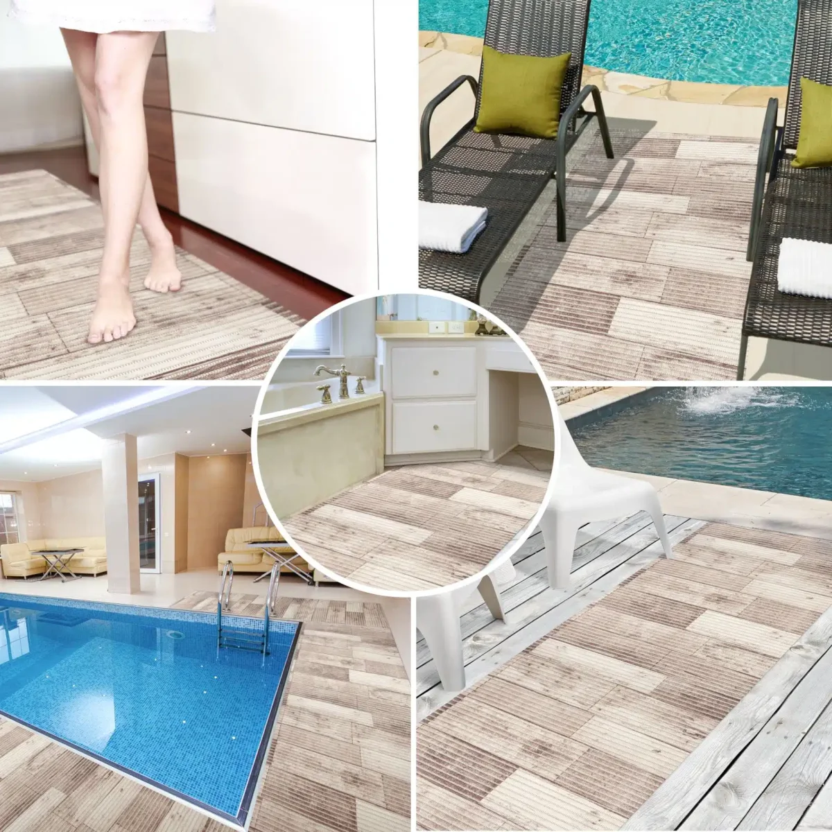 Weichschaummatte Badematte rutschfest Badvorleger Meterware Antirutschmatte Holz 65cm – Bild 7