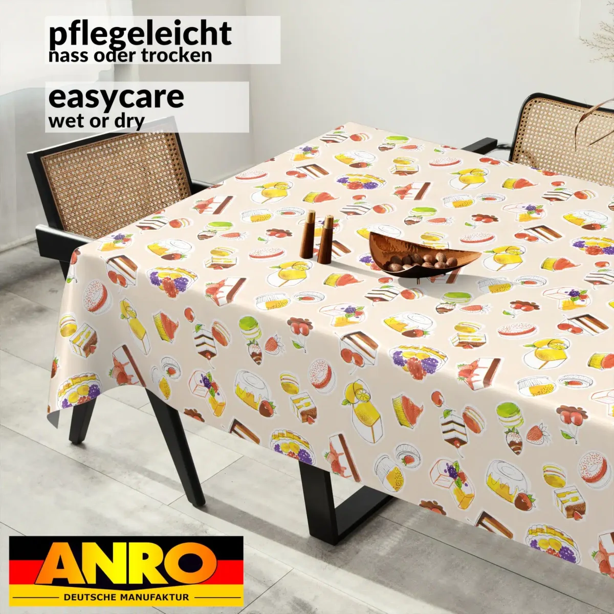 Wachstuch Tischdecke abwaschbar Wachstischdecke Meterware Rechteck Nachtisch Beige Outdoor Tischdecke Gartentischdecke – Bild 5