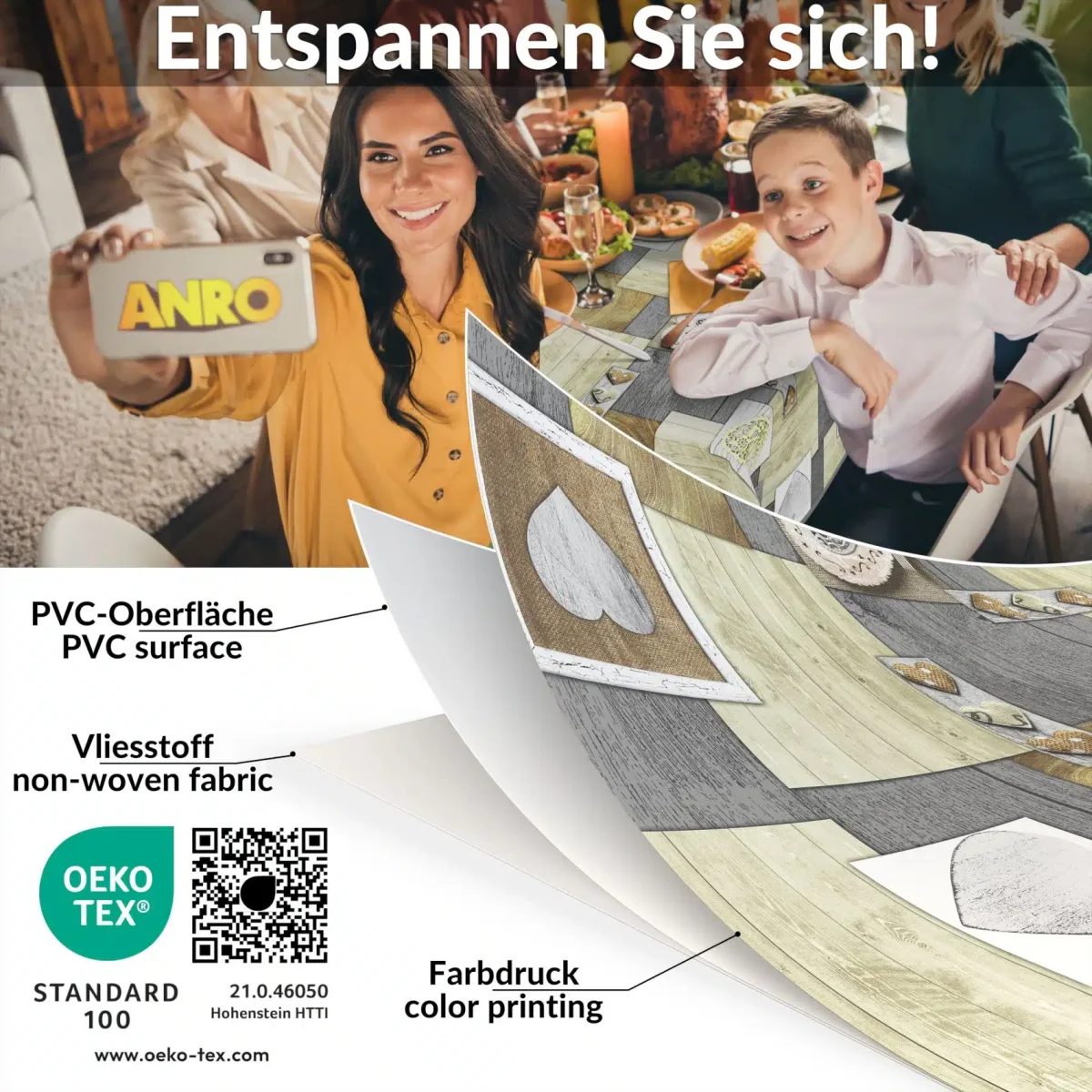 Wachstischdecke Wachstuch Tischdecke Wachstuch Meterware Tischdecke abwaschbar Gartentischdecke Holz Herz – Bild 9
