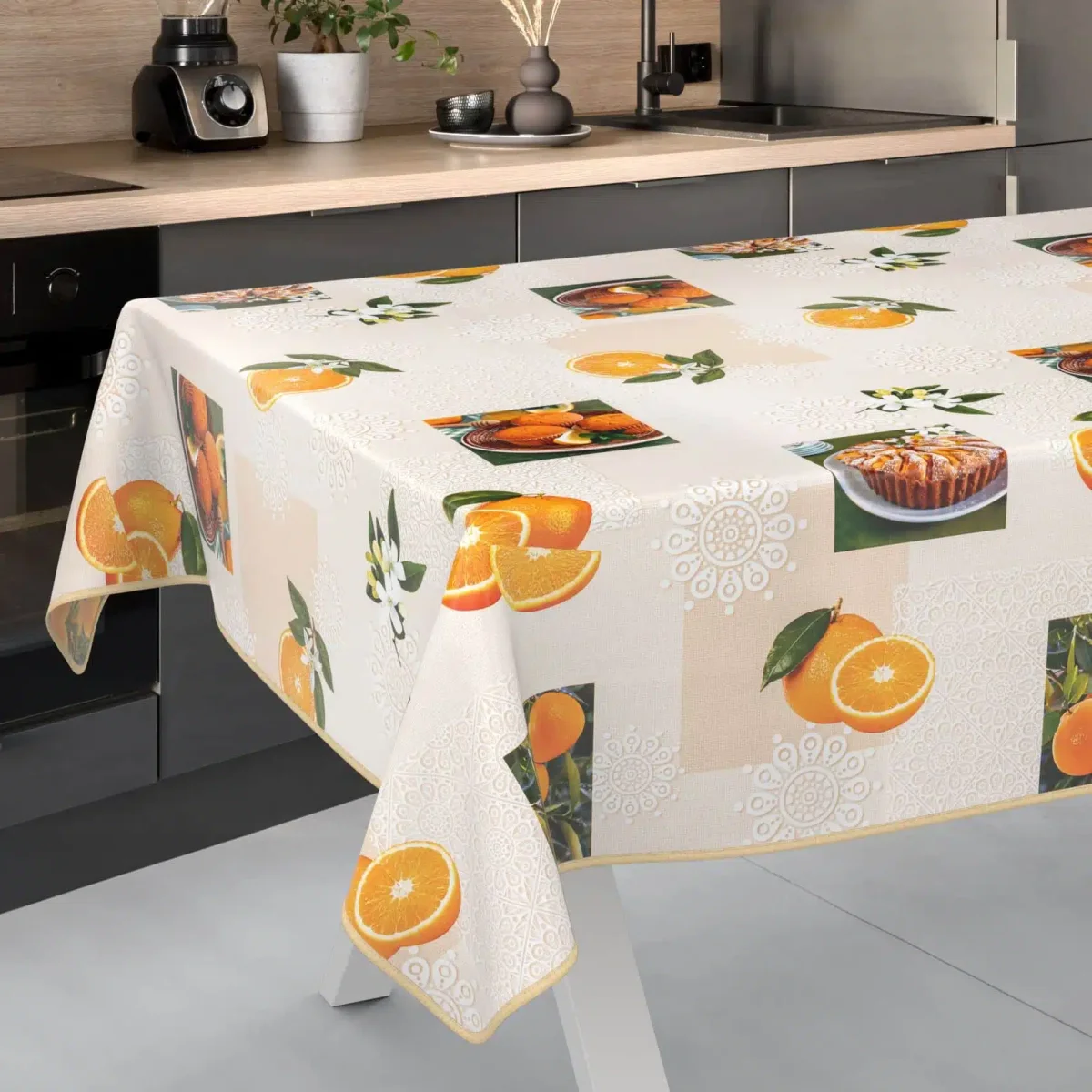 Wachstuch Tischdecke abwaschbar Wachstischdecke Meterware Orangen Outdoor Tischdecke Gartentischdecke