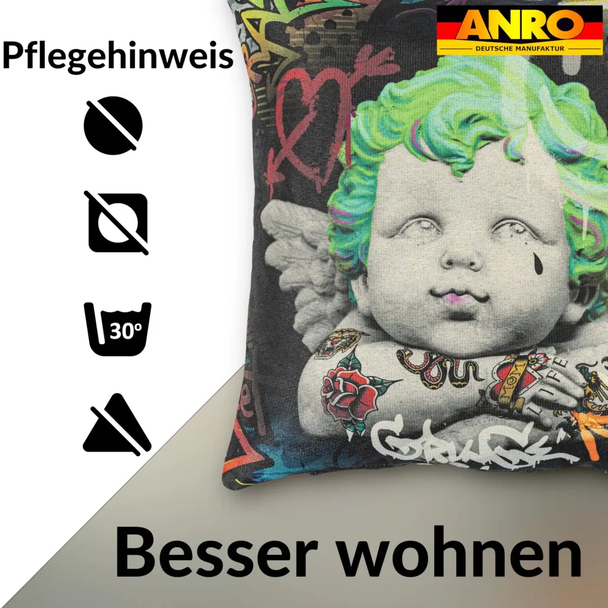 Dekokissen Pop Art Kissenbezug Zierkissen Kissenhülle bedruckt mit & ohne Füllung 40x40cm Cupido – Bild 6