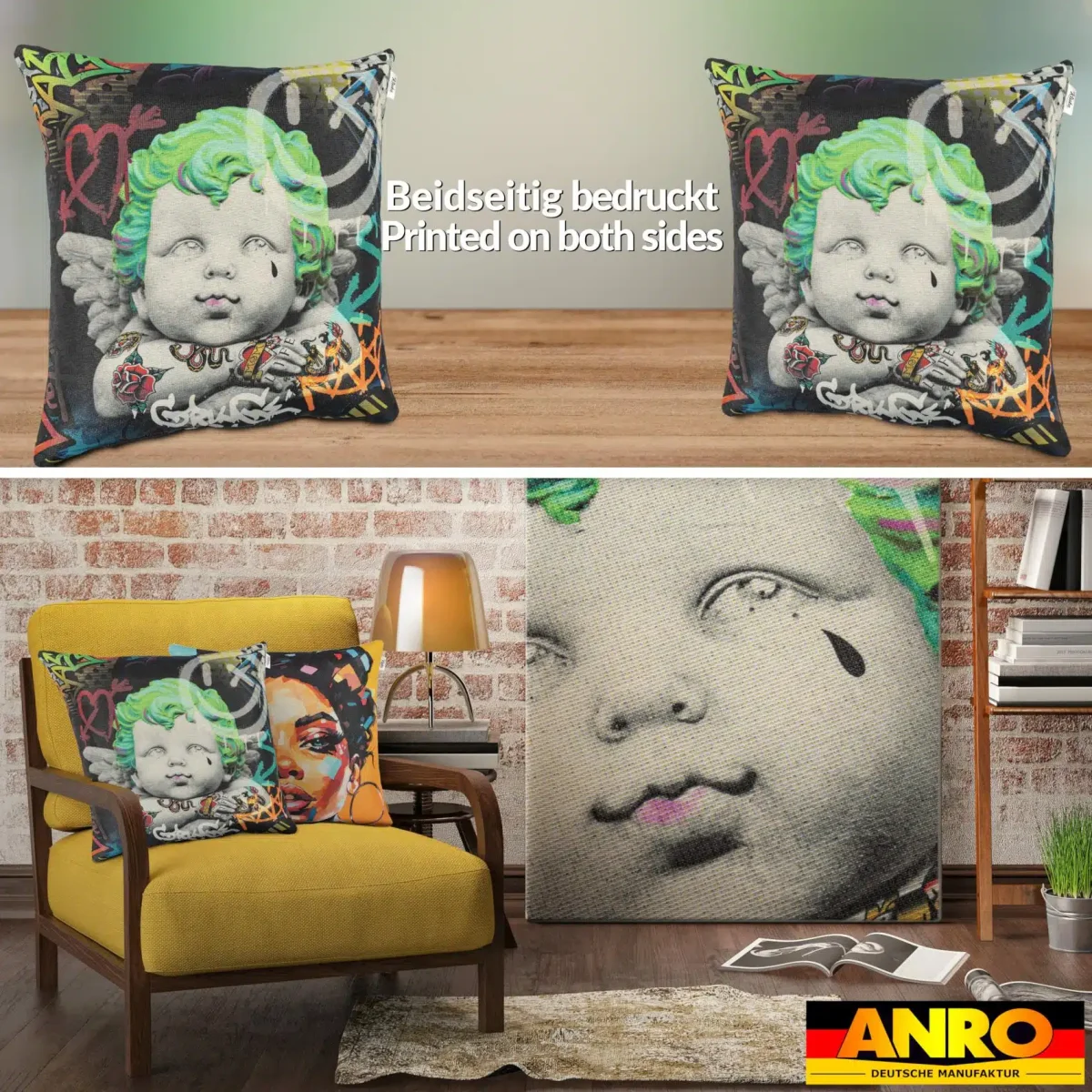 Dekokissen Pop Art Kissenbezug Zierkissen Kissenhülle bedruckt mit & ohne Füllung 40x40cm Cupido – Bild 7