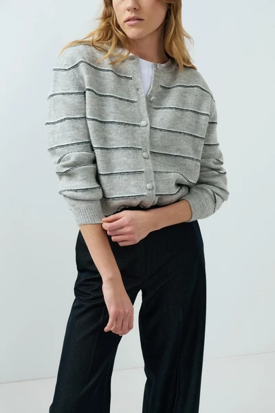 YAYA Cardigan aus Strick - Grey Melange – Bild 6