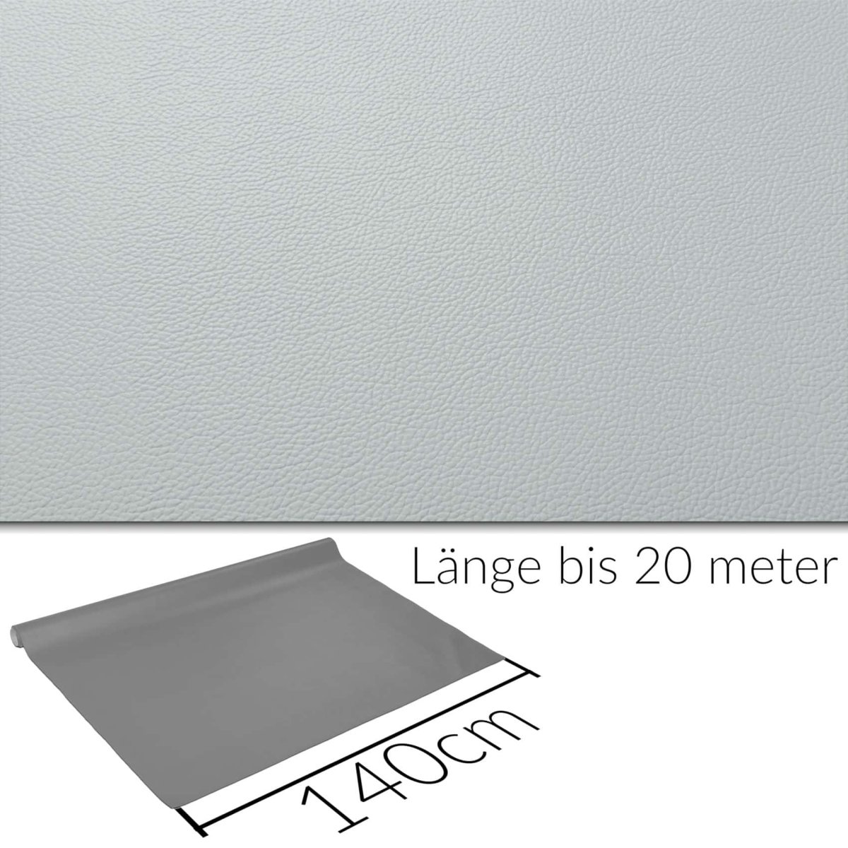 Kunstleder Meterware Leder Stoff Lederimitat 140cm Breit Hellgrau – Bild 5