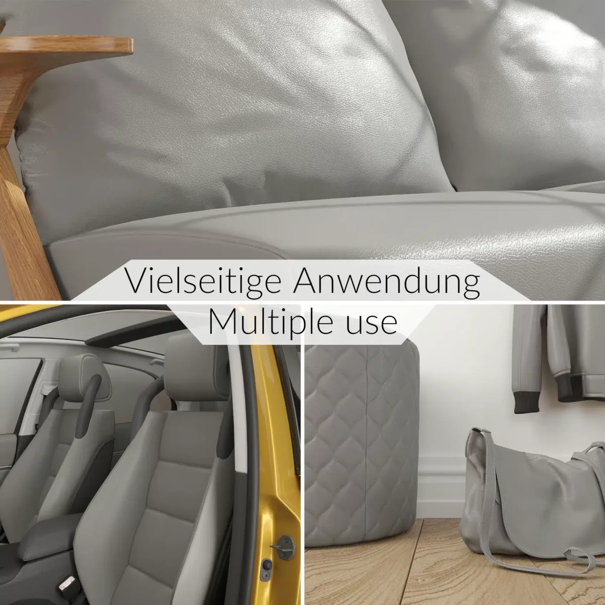 Kunstleder Meterware Leder Stoff Lederimitat 140cm Breit Grau – Bild 6