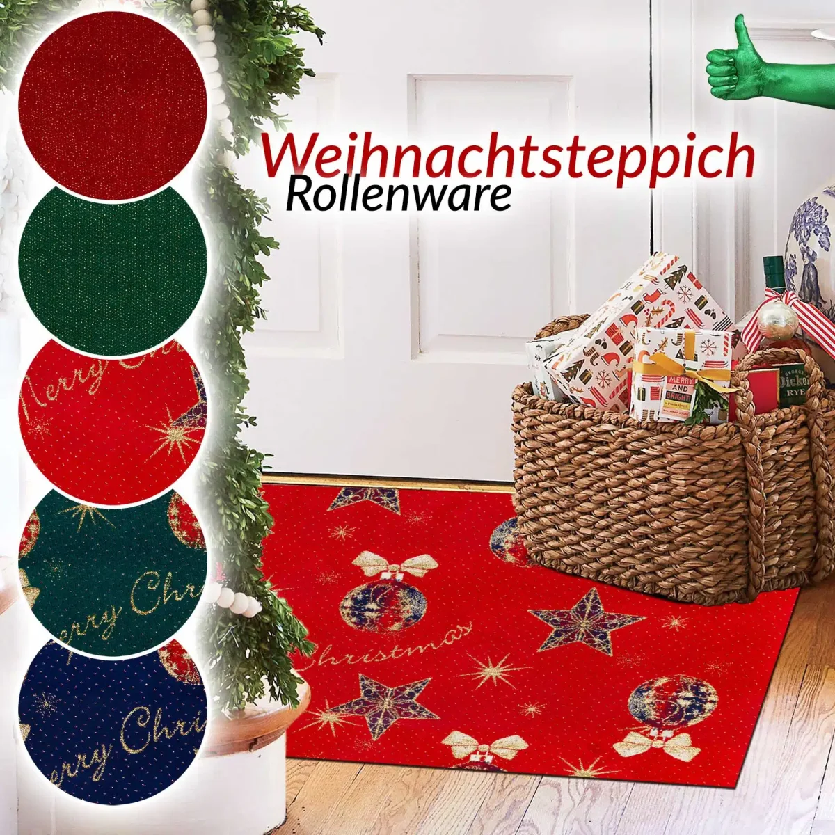 Weihnachtsteppich Weihnachtsfußmatte Teppichläufer Weihnachten Flurläufer auch als Dekoration – Bild 2