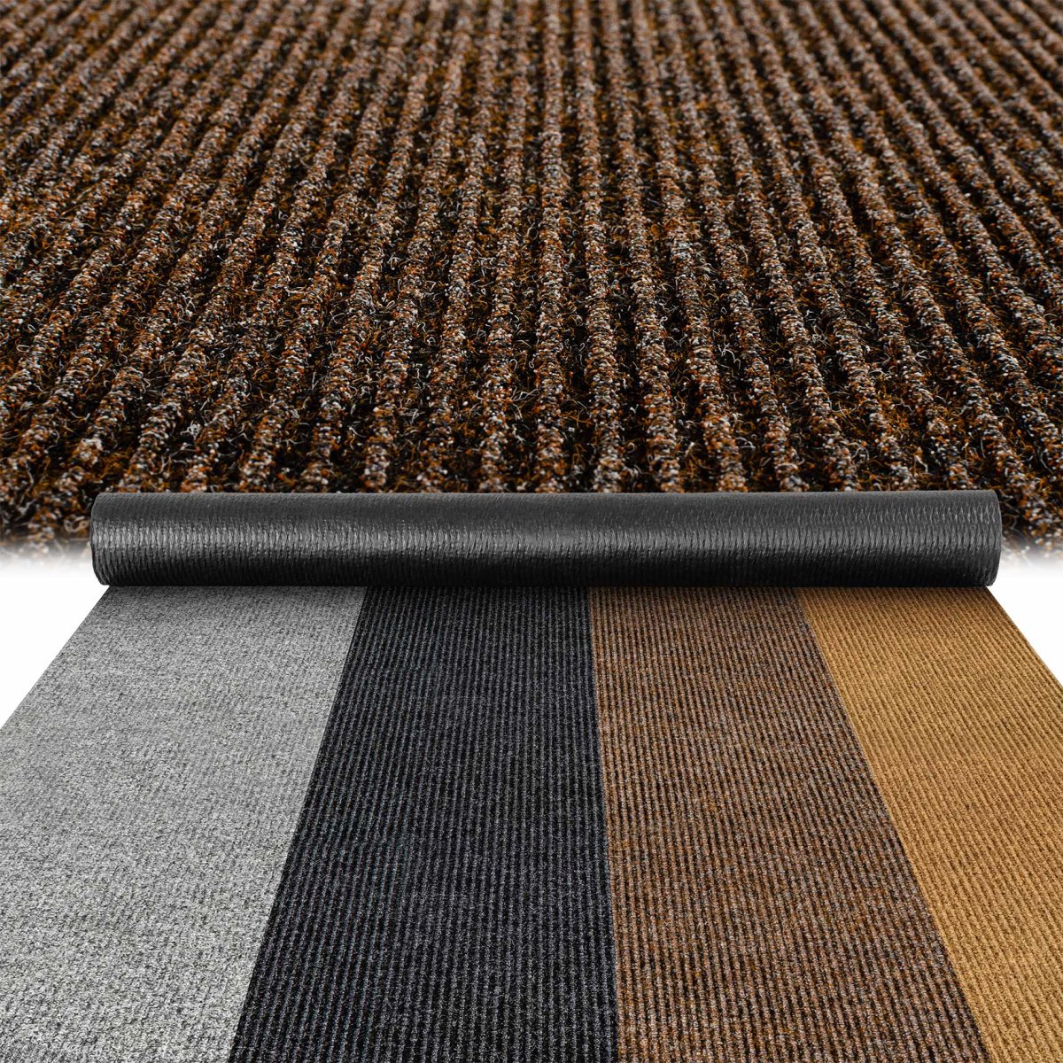 Flurläufer Fahrzeugteppich Schmutzfangmatte Sauberlaufmatte Läufer rutschfest STRIBET Breite 100cm Dunkelbraun – Bild 5
