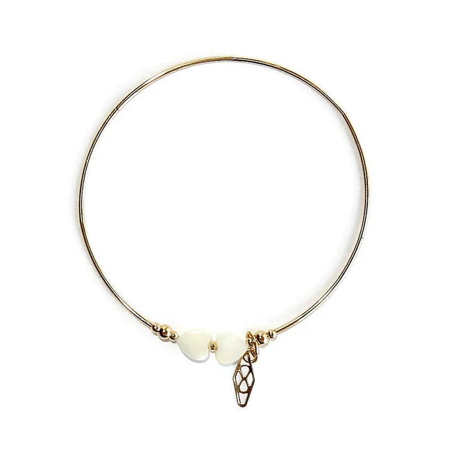 GNOES AMSTERDAM Flexarmband Bangle Tiny Tubes Mother of Pearl Hearts BFMP2851 Gold